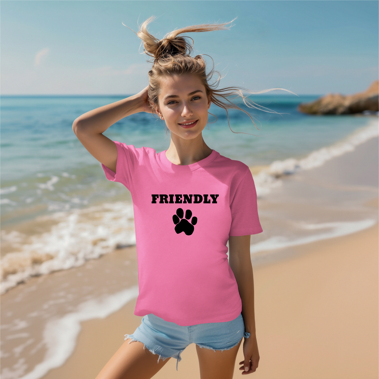 Friendly Pink T-Shirt & Dog Shirt Bundle